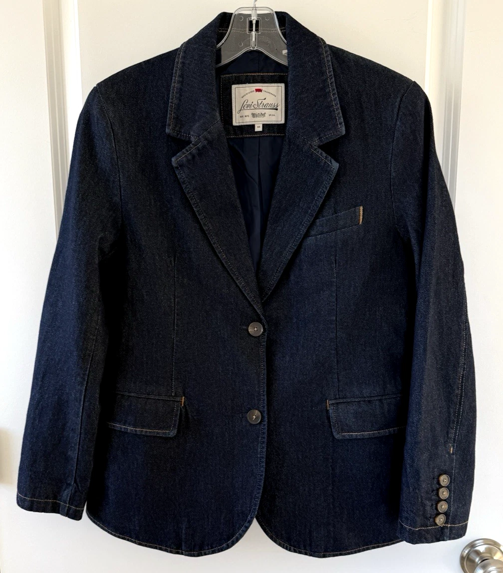 $128 LEVI'S PREMIUM STELLA RELAXED Jean BLAZER Dark Blue Wash DENIM XS S
Opens in a new window or ta