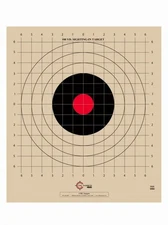 ST-3, 100 Yard, Rifle Sighting Target, 1 Inch Grid, Tag Board 50, Red Center 