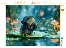 CALVENDO Puzzle Magischer Frosch mit Zauberstab auf dem Seeblatt  1000 Teile Le