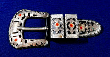 MEXICO STERLING 5 Red Faceted Stones HANDMADE Vintage 4 Pieces RANGER SET