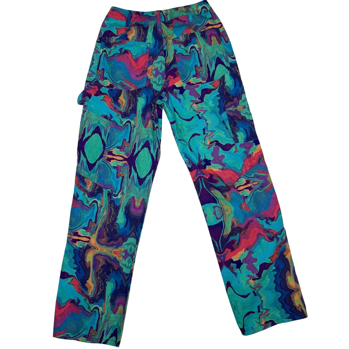Pantalones cargo Forever 21 psicodélicos mármol remolino pequeños trippy Y2K carpintero AOP