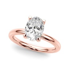 Lab Grown Oval Diamond VS F 1.00-2.50 Ct Solitaire Engagement Ring 14K Rose Gold