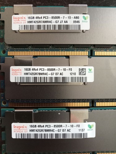 Set 3x16GB 48GB PC3-8500R Hynix DDR3 HMT42GR7AMR4C-G7 4Rx4 HP PN 500207-071 - Picture 2 of 2