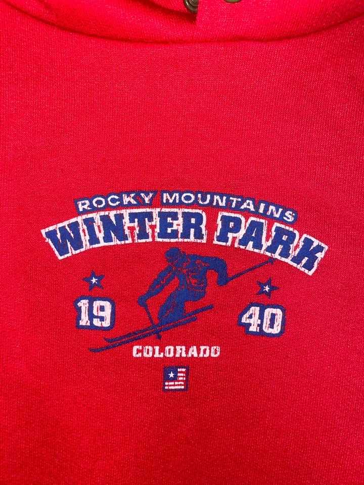 Sudadera con Capucha Chi Roja Colorado Parque de Invierno Montañas Rocosas Vintage Juvenil Años 90 Foto 3 de 4