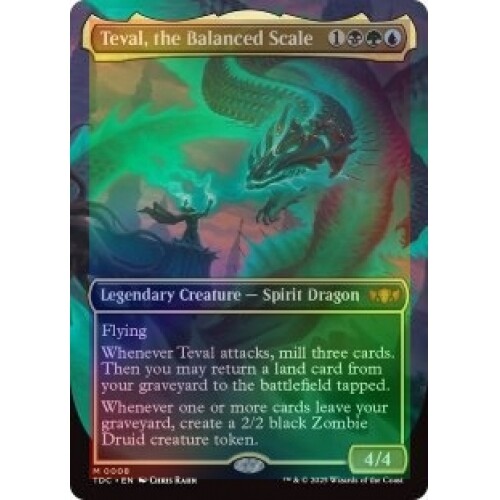 FOIL TEVAL, THE BALANCED SCALE (BORDERLESS) X4 Tarkir: Dragonstorm Commander MTG - Bild 1 von 1