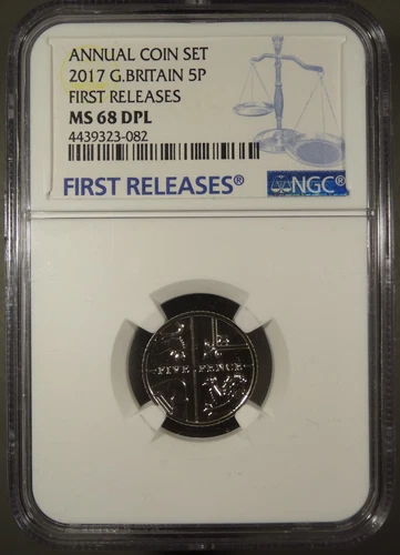Great Britain 2017 5p Five Pence UK, NGC MS68 DPL Annual Coin Set, WG016