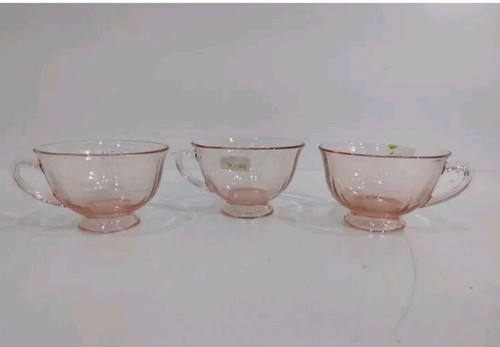 3 Fairfax Pink Fostoria Footed Cup 2-1/2" Depression Glass Vintage Elegant - Picture 2 of 7