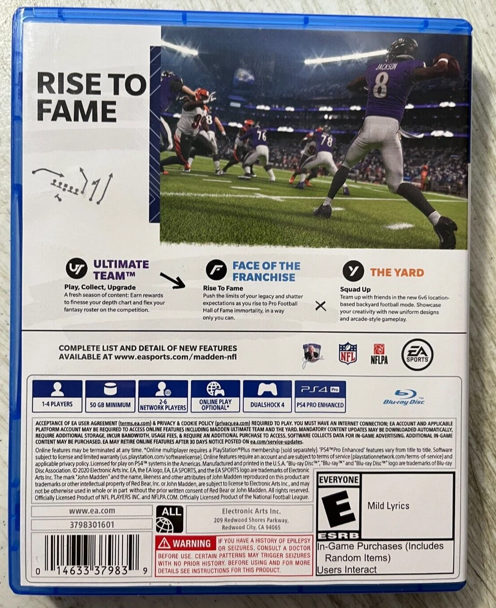 Madden 21 PS4 playstation 4 EA Sports Football NFL Video Game