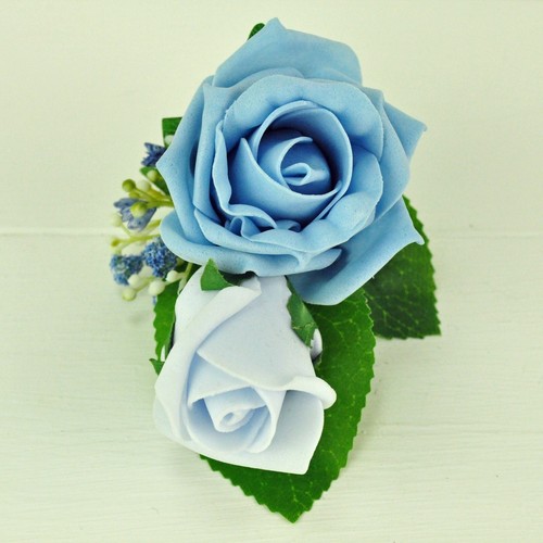 Artificial Wedding Flowers Double Foam Rose & Gypsophila Buttonhole 78 Colours - Picture 24 of 313