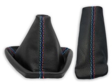 PARA BMW E90 E91 E92 E93 BOTA CAMBIO DE MARCHAS + FRENO DE MANO POLAINA CUERO PUNTADA MPower