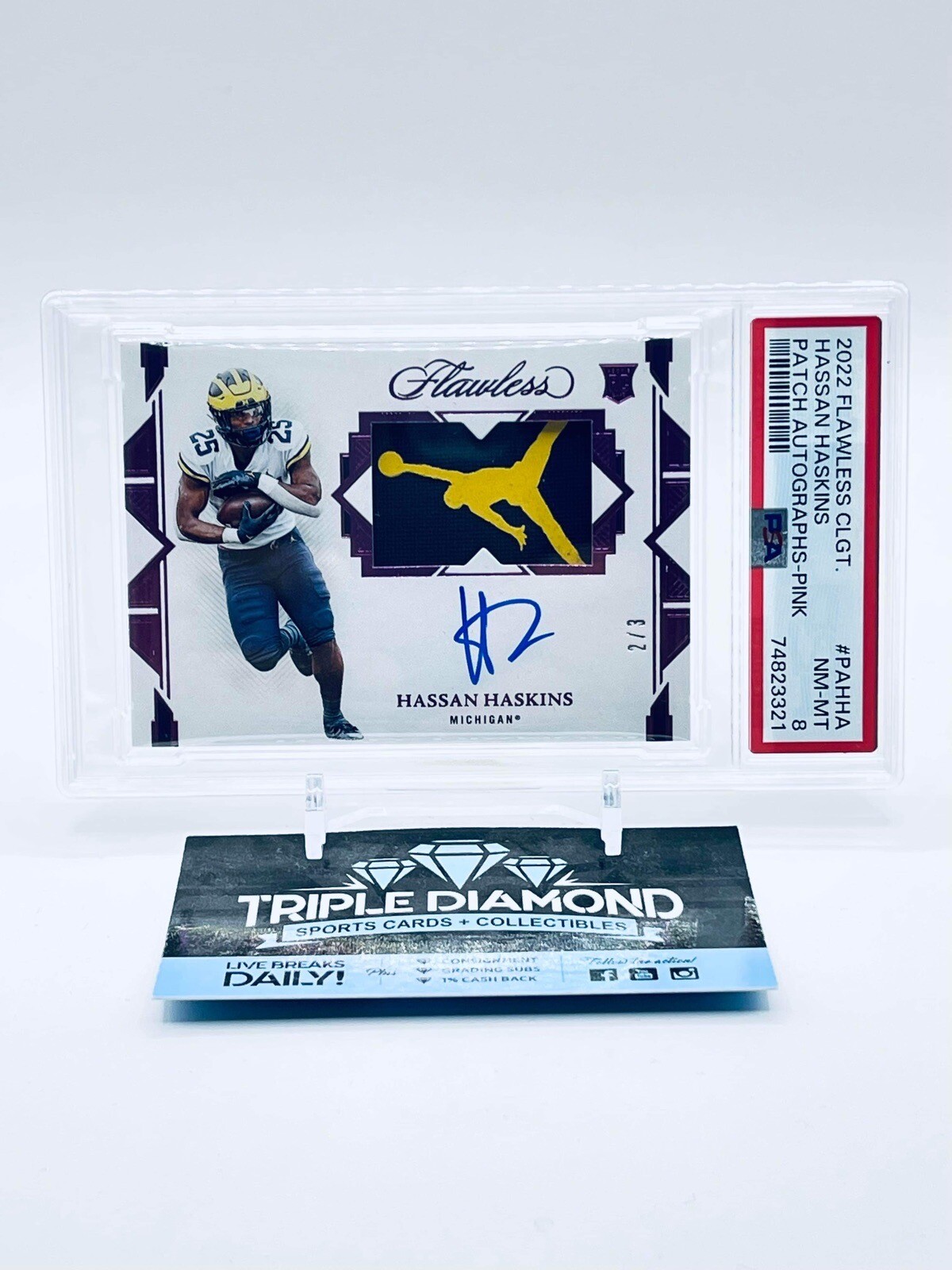 Hassan Haskins Panini Flawless Collegiate Patch Autographs #PAHHA Pink