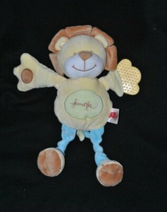Peluche Doudou Lion Tex Baby Carrefour Bleu Jaune Jungle Dentition 32 Cm Neuf Ebay