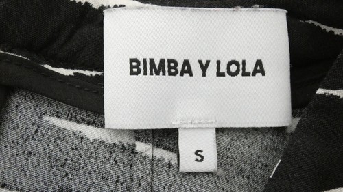 Bimba Y Lola Dress Black Zebra Print Scribble Long Sleeve Retro Split Side S - Picture 3 of 16