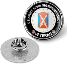 United States Army 106th Signal Brigade Veteran Tie Suit Shirt Lapel Pin -Silver