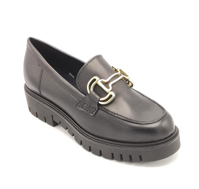 Francesco Brunelli BS4107 black leather loafer metal heel accessory size 4.5cm