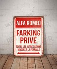 Plaque métal vintage Alfa Romeo parking privé Enseigne Garage Décoration