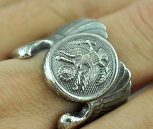 Großer massiver 925 Sterling US Air Force Aircrew Crewman Flügel Ring - Bild 5 von 5