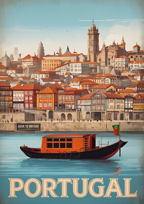 Mit Portos buntem Stadtbild Reise Poster Urlaub Zimmer Wanddruck A4