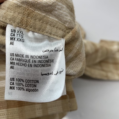 Sun Stone Cord kariertes Shirt Herren XXL Langarm Beigh Baumwolle Taschen Knöpfe - Bild 7 von 9