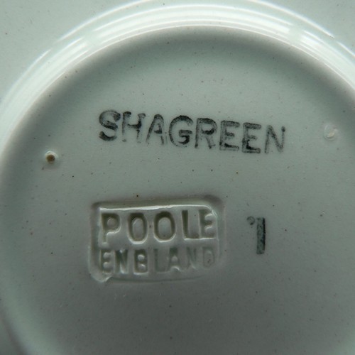POOLE POTTERY RARE SHAGREEN CONSOMMÉ CUP COVER STAND 1930S DECO LIDDED SOUP BOWL - Picture 7 of 16
