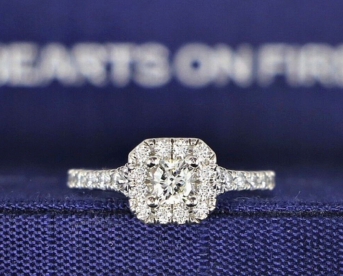 $4100 Platinum Hearts On Fire Transcend Dream Cut Diamond Halo Engagement Ring 4