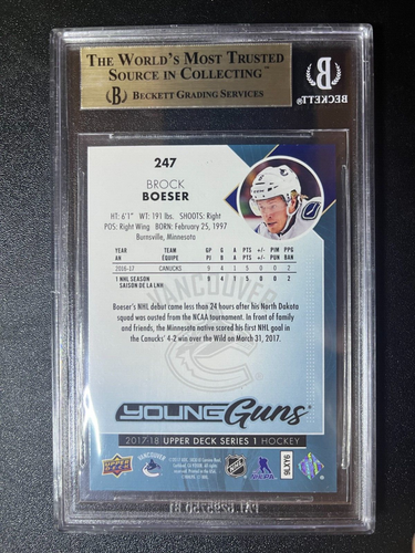 2017-18 Upper Deck Brock Boeser Young Guns Rookie BGS 9.5 - Picture 2 of 2