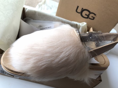 UGG HOLLY FLUFFY FUR SOFT OCHRE SLINGBACK THONG SANDALS SIZE US 6 WOMENS - Picture 5 of 11