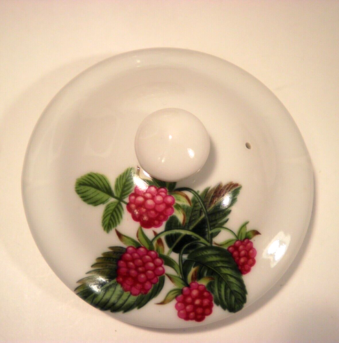 Limoges France Aluminite Frugier Teapot Porcelain Raspberry Blueberry Bamboo Lg - Picture 4 of 12