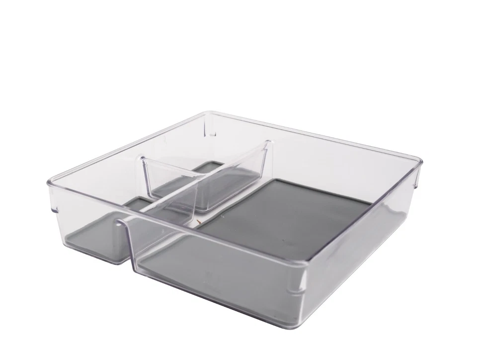 High Quality Acrylic Fridge Organizer - 3 Section Clear Kitchen Drawer Tray Pin - Image 3 of 4