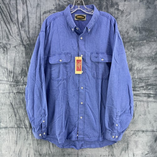 RM Williams Mens Blue Long Sleeve Button Down Collared Size XXL NWT SH162