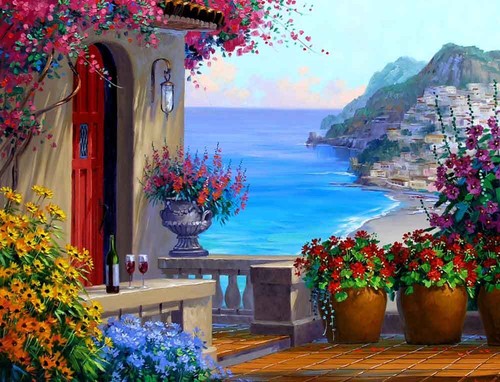 Azulejos de cerámica paisaje marino de cerámica de acento y decoración mediterráneos Mikki Senkarik MSA145AT - Imagen 3 de 4