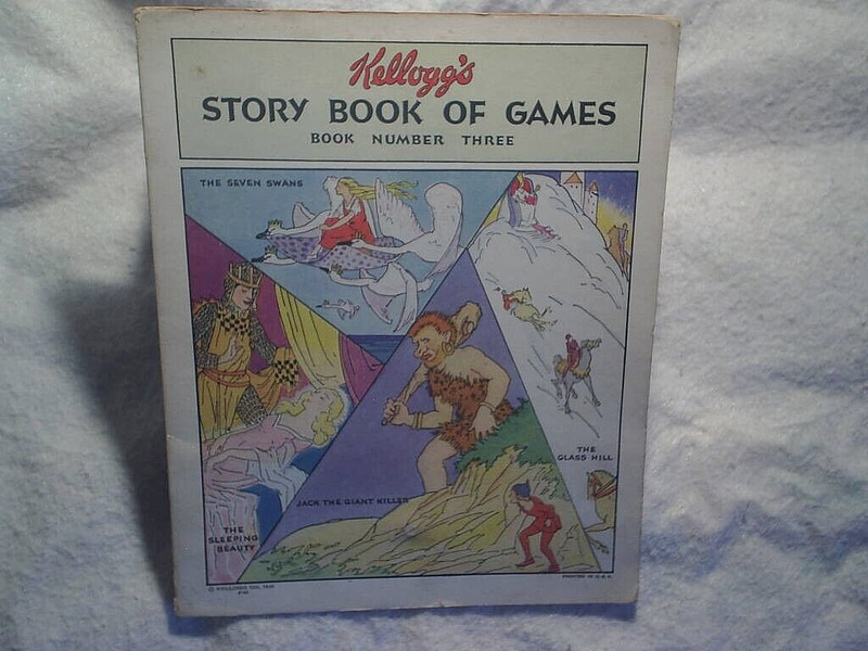 1931 KELLOGGS STORY BOOK OF GAMES NUMBER THREE,Jack Giant Killer,sleeping beauty
