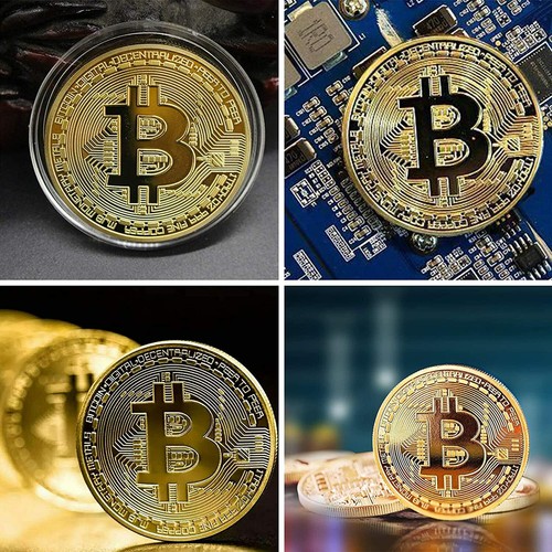 3Pcs Dogecoin bitcoin Ethereum ETH Coins Gold Commemorative Physical Crypto Coin - Picture 5 of 9