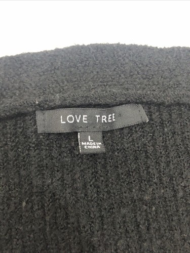 Love Tree Sweater Womens Large Black Floral V Neck Long Sleeve Cropped - Picture 2 of 8