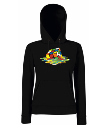 Youth Designz Damen Hoodie Zauberwürfel Pullover Logo Cube Nerd Lustig Print Fun