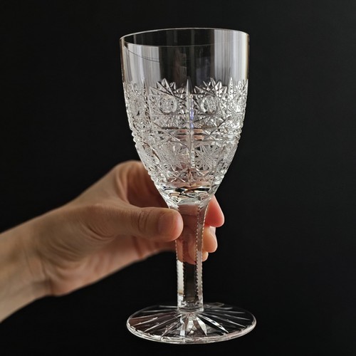 Bohemian Czech 7¾ oz (230 ml) Crystal Wine Glass Hand Cut Queen Lace, Set of 6 - Picture 10 of 12