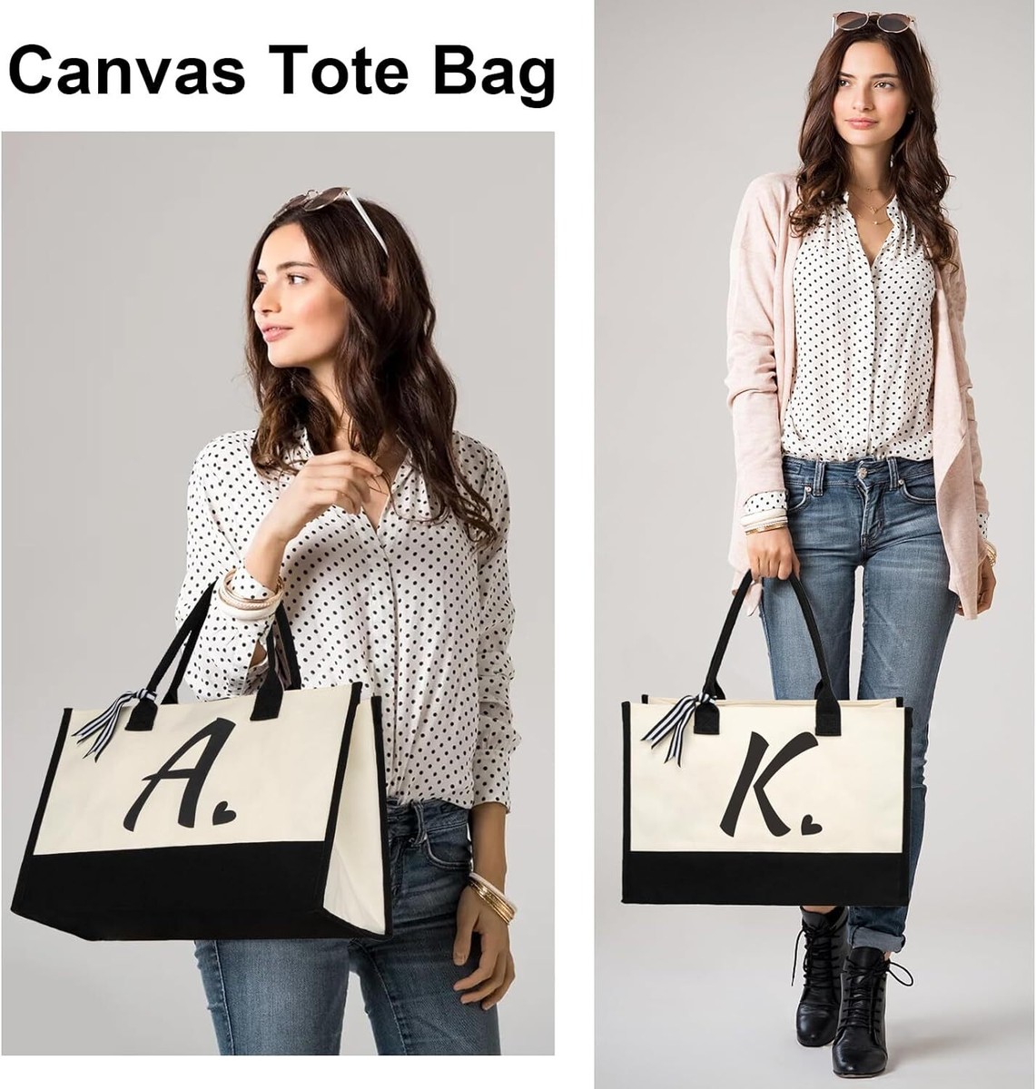 Shenee Personalized Initial Canvas Tote Bag - Large Jute Beach Bag With Custom Letter, Gift For Women, Bridesmaids, Friends - View #4
