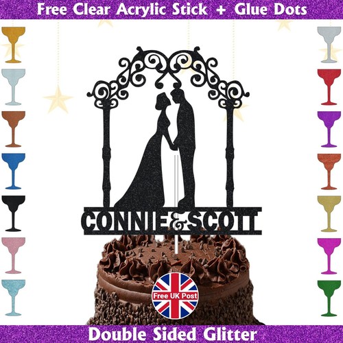 Personalised Wedding Glitter Cake Topper Bride & Groom Cake Decor Wedding Party - Picture 6 of 25