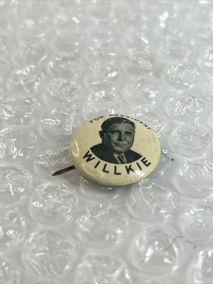Pinback vintage 1940 Wendell Willkie republicano para presidente pato verde Foto 2 de 4