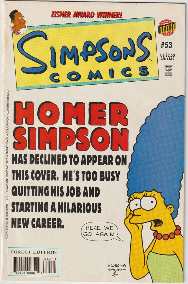 ✪ SIMPSONS COMICS #53 Homer Simpsons, Bongo Comics 2000 US-COMICHEFT *TV-Comic - Bild 1 von 2