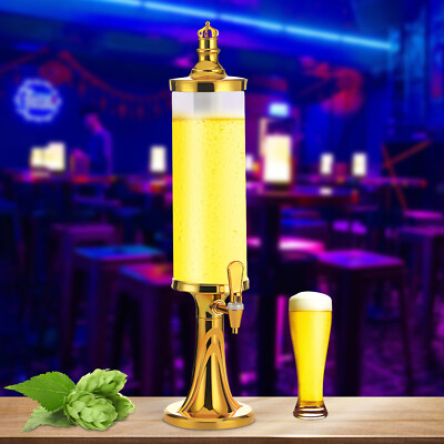 3L Tower Beer Dispenser Drink Beverage Ice Tube Tap Bar Party LED LampIce Column