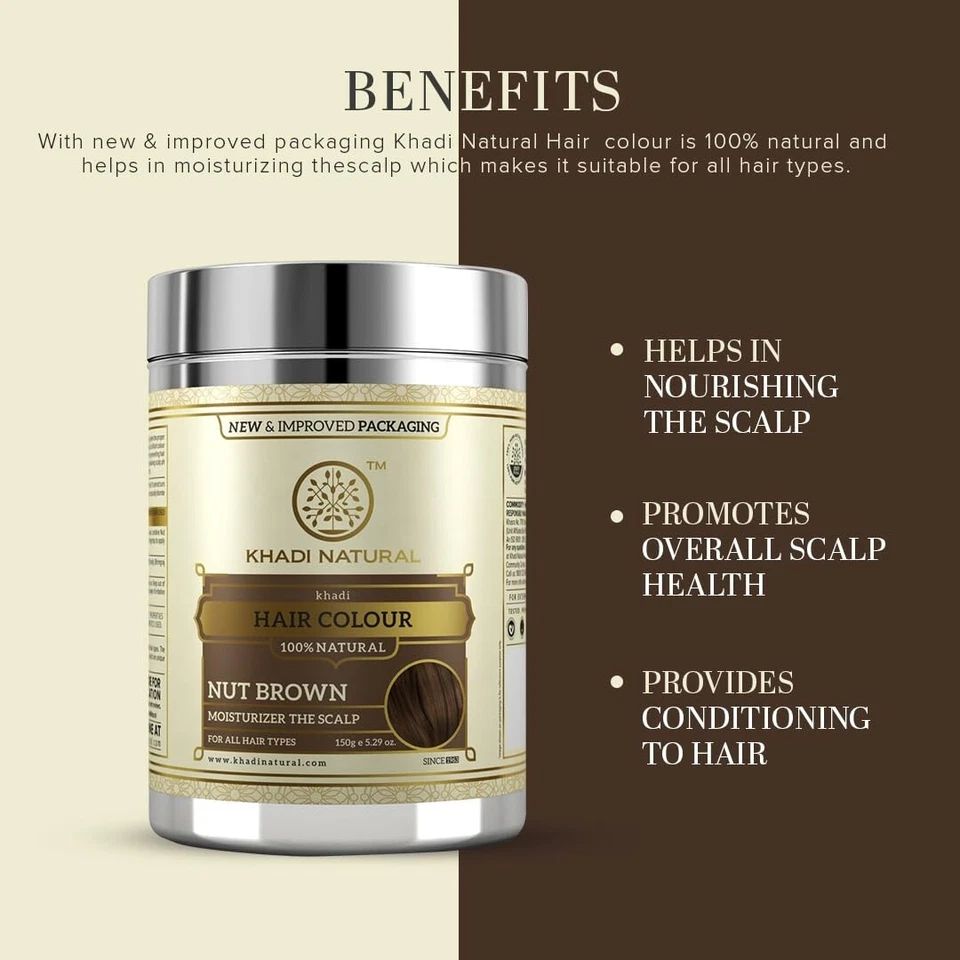 Khadi Natural Hair Color, 150g - Nut Brown (Pack of 1) - Image 2 of 4