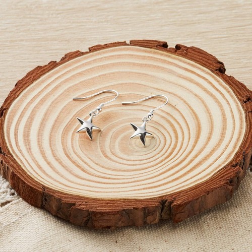 Sterling Silver Star Drop Earrings - Picture 3 of 6