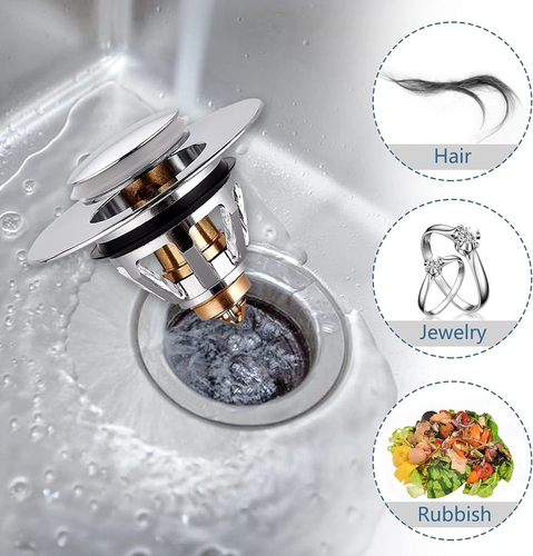 Tappo Lavandino Bagno Universale Piletta Click Clack Lavabo Bagno Scarico Lavabo - Foto 4 di 12