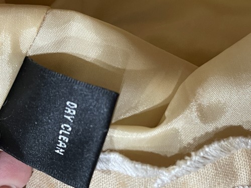 Nicole Miller Embroidered Linen Blend Dress Beige Sleeveless Pockets V-Neck 14 - Picture 10 of 16