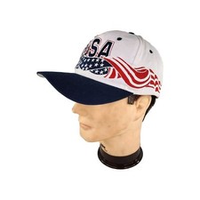 VTG Olympics Game Hat USA 1996 Cap Flag Logo 7 Snapback White American Flag