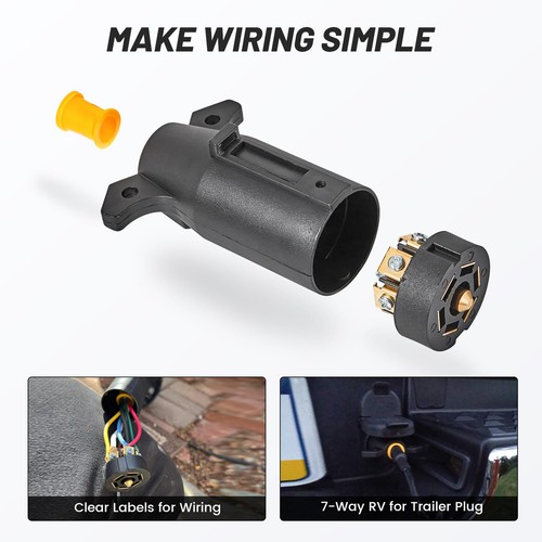 7 Pin Trailer Connector 7 Way Trailer Light Adapter Plug Trailer Plug decent - Picture 5 of 9