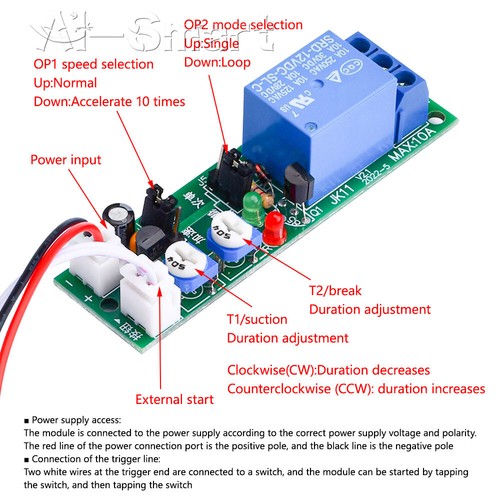 5V 12V 24V DC Infinite Cycle Delay Timer Relay Turn On-off Switch Loop Module - Picture 8 of 37