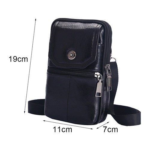 Hombres Bolsos de Cuero de Vaca Impermeable 7.5 pulgadas Bolsa Cartera Pequeñas Carteras Uso Diario - Imagen 10 de 12