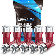 194 LED Bulb Brilliant Red 168 T10 2825 5SMD No Polarity Replacement Bulbs for C